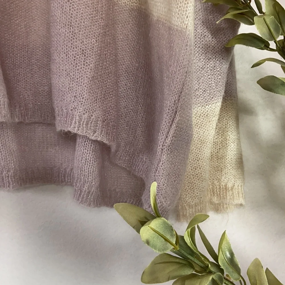 EUC Free People Lavender & Cream Stripe Baggy loose knit sweater - Picture 3 of 6